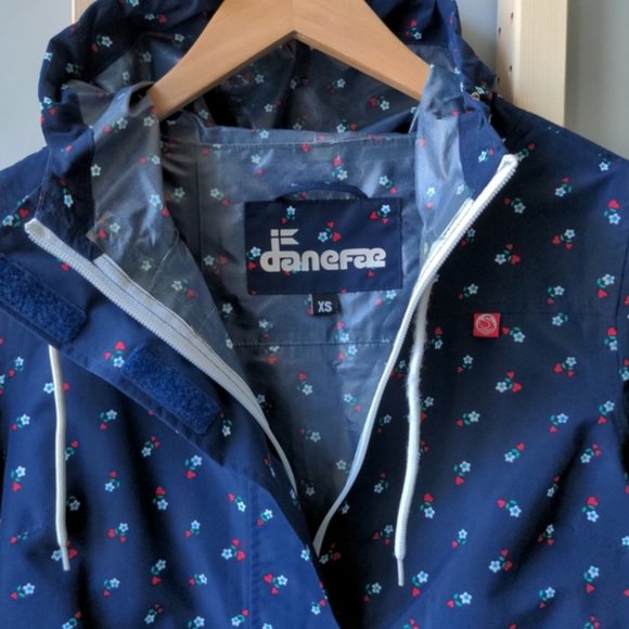 Women's Danefae Navy Blue Ditst Floral Print Danish Raincoat Waterproof - Picture 4 of 8